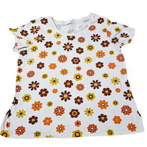 Electric Pink Womens Top Multicolor Size 1X 100% Cotton Short Sleeve Pullover